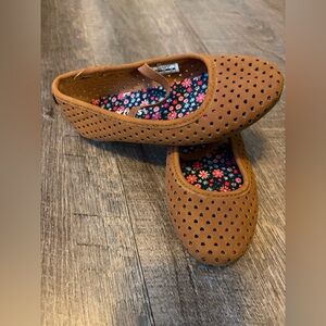 Carter's Girls' Brown Perforated Mary Jane Flats with Floral Insole